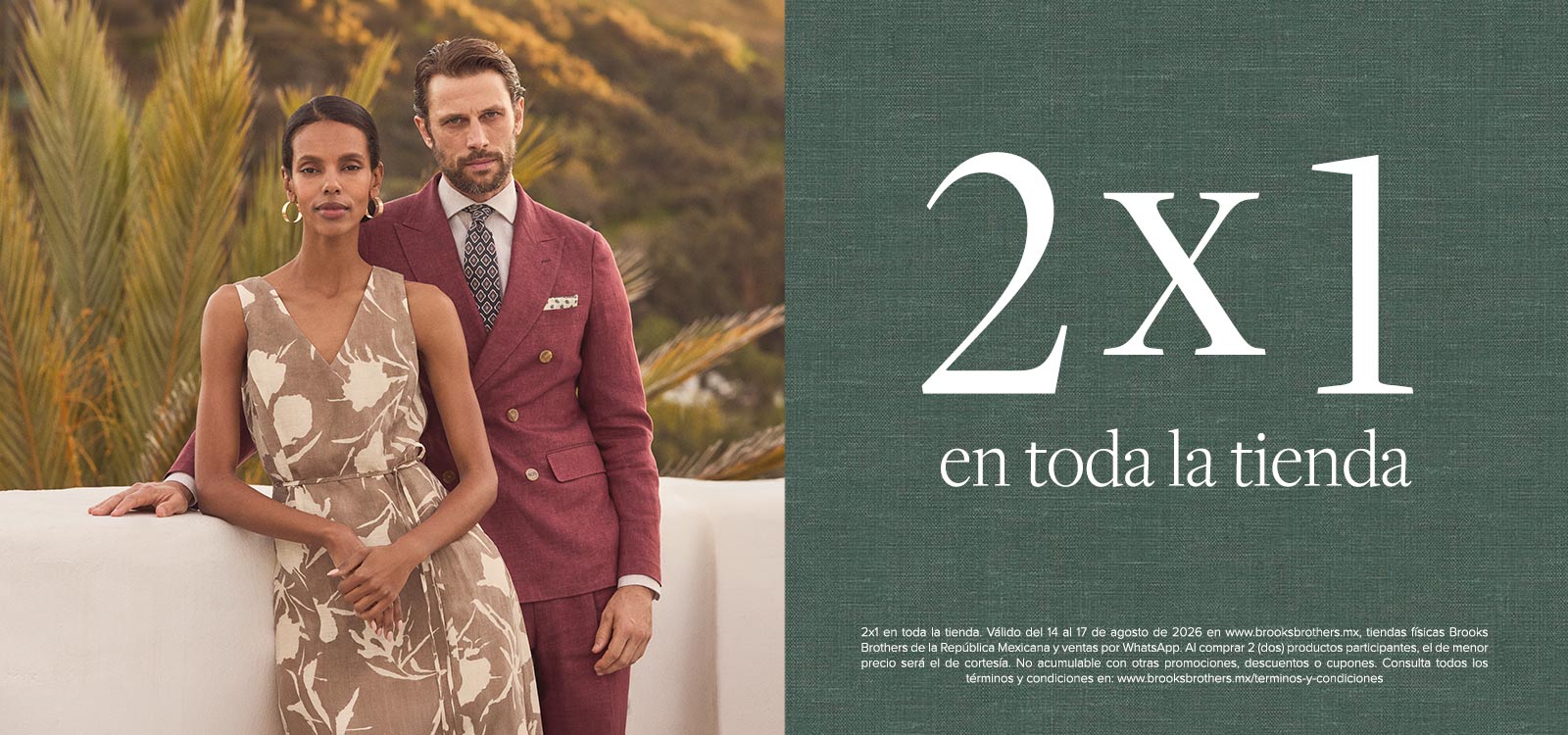 2x1 hasta 60% de descuento en Brooks Brothers