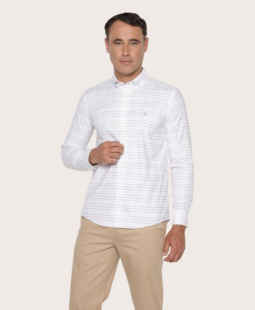 Camisa-Sport-Brooks-Brothers-Non-Iron-Oxford-95--Algodon--5--Poliester-Button-Down-Milano--Slim--Multicolor