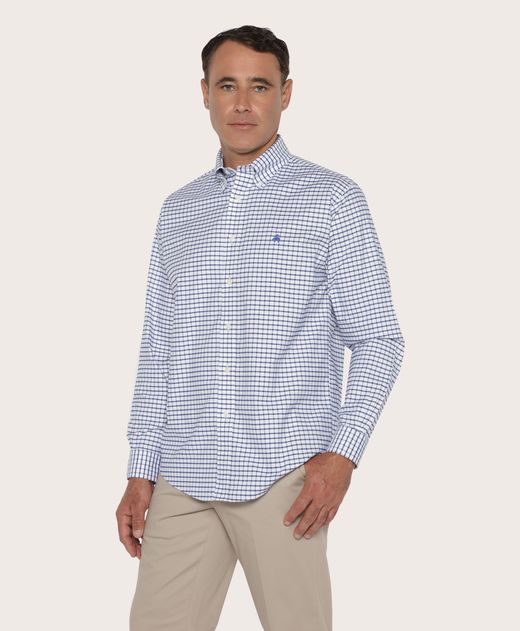 Camisa-Sport-Brooks-Brothers-Non-Iron-Oxford-95--Algodon-5--Spandex-Button-Down-Madison--Relaxed--Azul