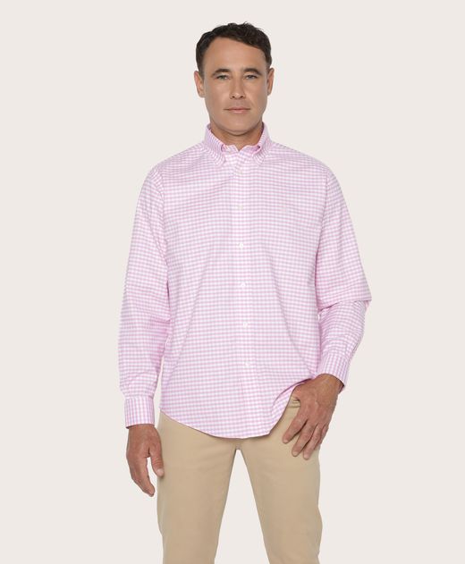 Camisa-Sport-Brooks-Brothers-Non-Iron-Oxford-95--Algodon-5--Spandex-Button-Down-Madison--Relaxed--Rosa