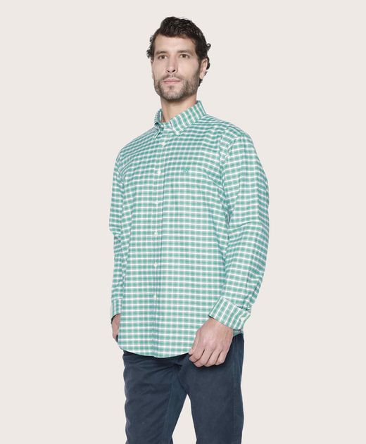 camisa-sport-de-algodon-fit-regular-verde-100201259