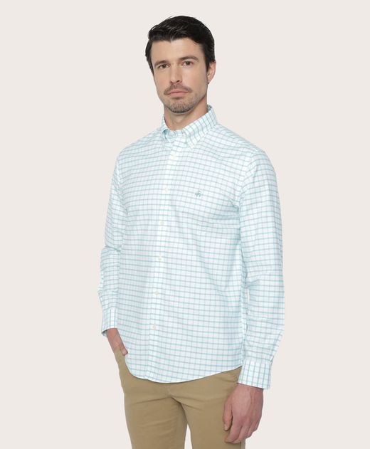 camisa-sport-de-algodon-regular-fit-a-cuadros-verde-100207923
